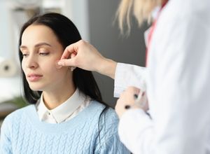 jeune femme chez un dermatologue